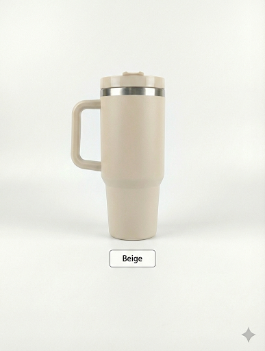 Custom Laser Engraved 40oz Powder Coated Travel Tumbler with Handle | Personalized Stainless Steel Mug