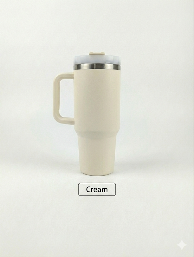 Custom Laser Engraved 40oz Powder Coated Travel Tumbler with Handle | Personalized Stainless Steel Mug