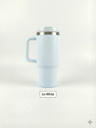 Custom Laser Engraved 40oz Powder Coated Travel Tumbler with Handle | Personalized Stainless Steel Mug