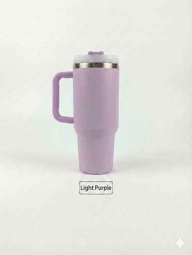 Custom Laser Engraved 40oz Powder Coated Travel Tumbler with Handle | Personalized Stainless Steel Mug