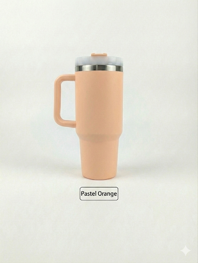 Custom Laser Engraved 40oz Powder Coated Travel Tumbler with Handle | Personalized Stainless Steel Mug