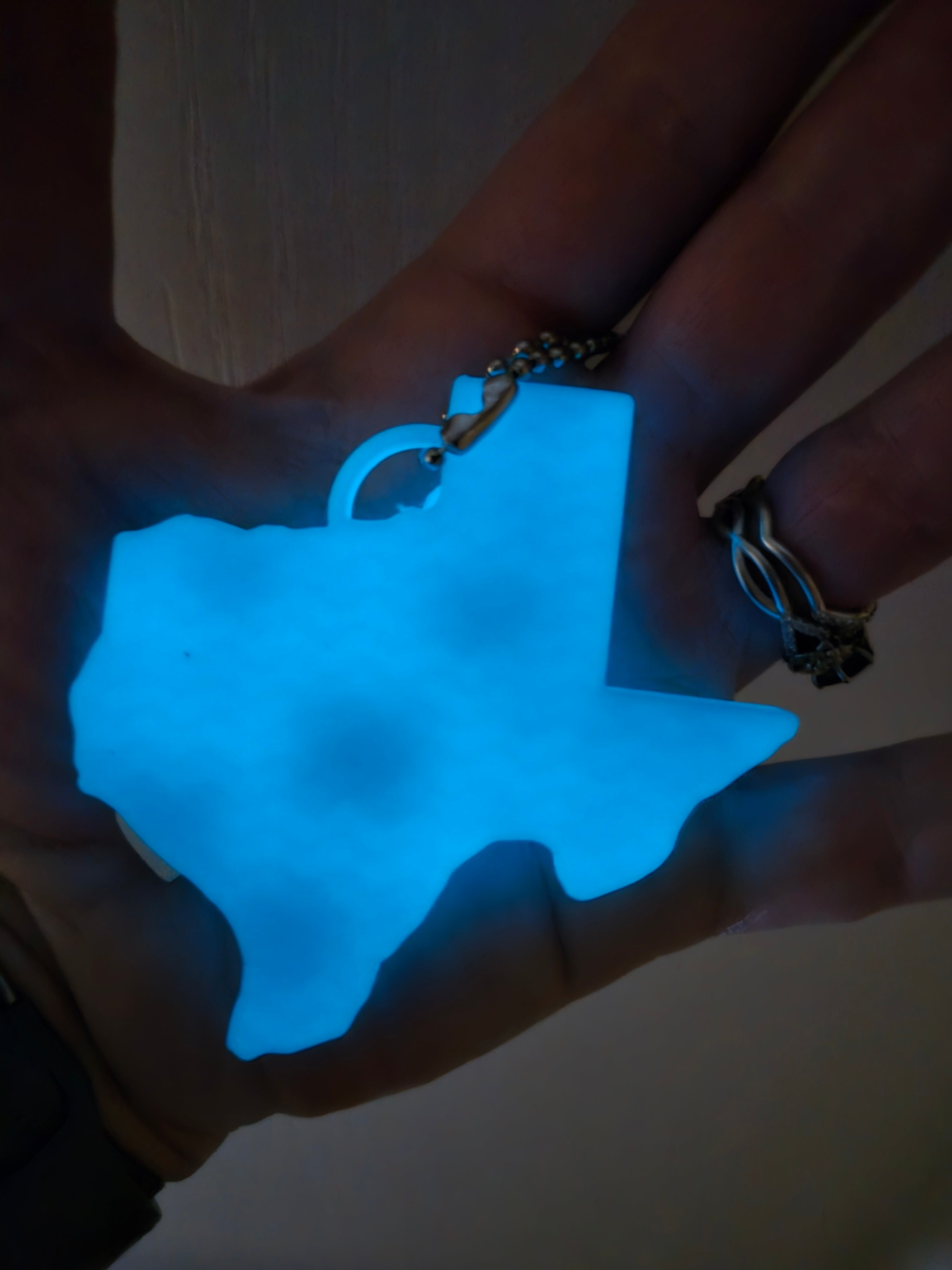 Texas Love Heart Glow in the Dark Keychain Bag Clip Charm