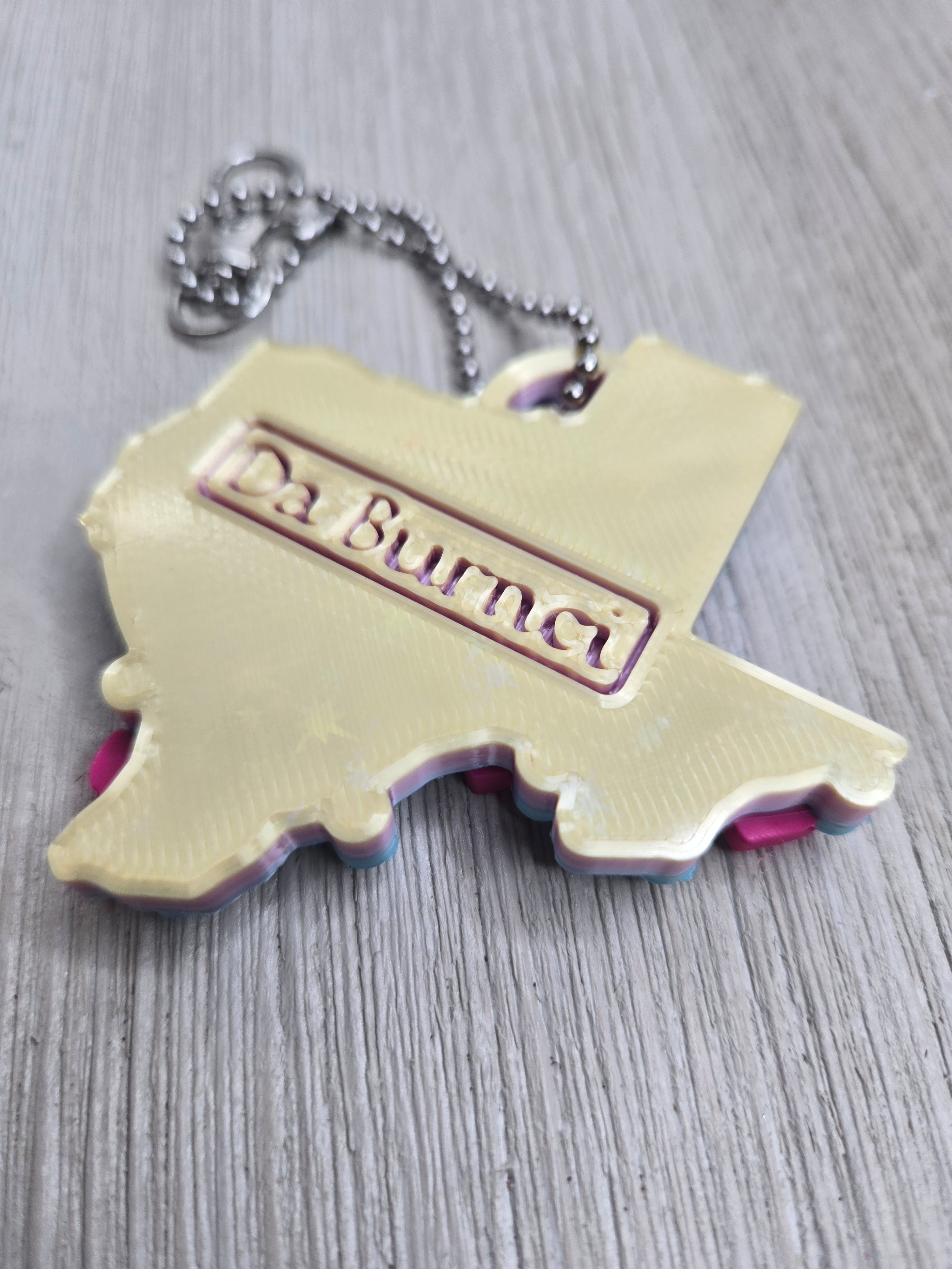 Texas Love Keychain Bag Charm Clip Movable Heart Turquoise on Top