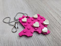 Texas Love Keychain Bag Charm Clip with Movable Hearts pink/white