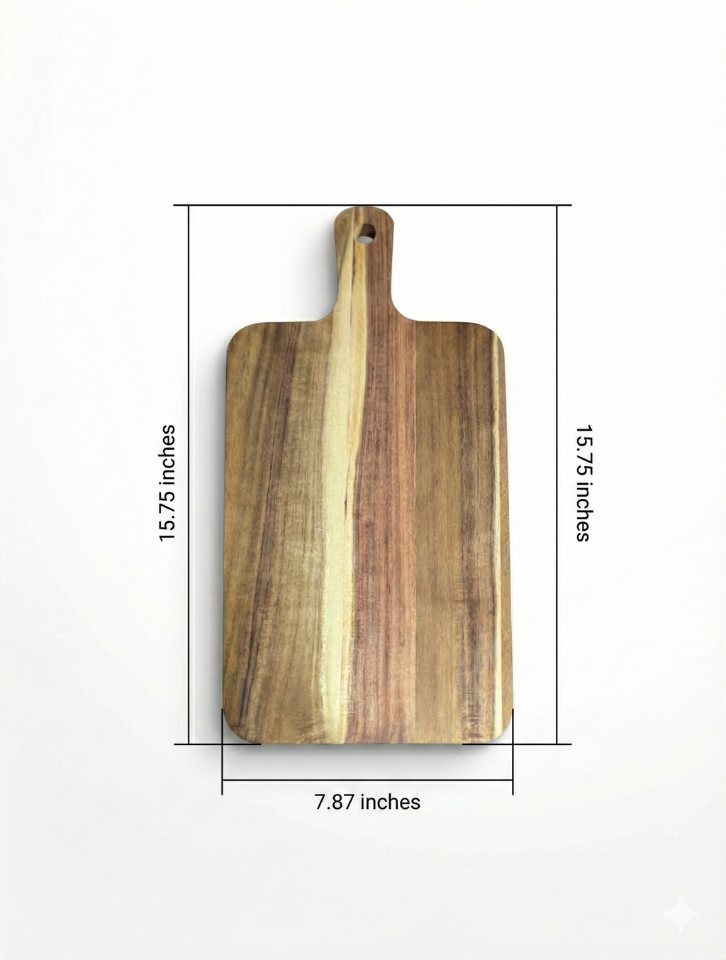 Personalized Acacia Wood Cutting Board with Handle (15.75" x 8") - Custom Laser Engraved