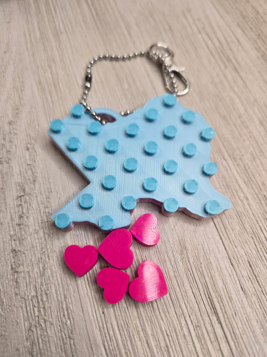 Texas Love Keychain Bag Charm Clip Movable Heart Turquoise on Top
