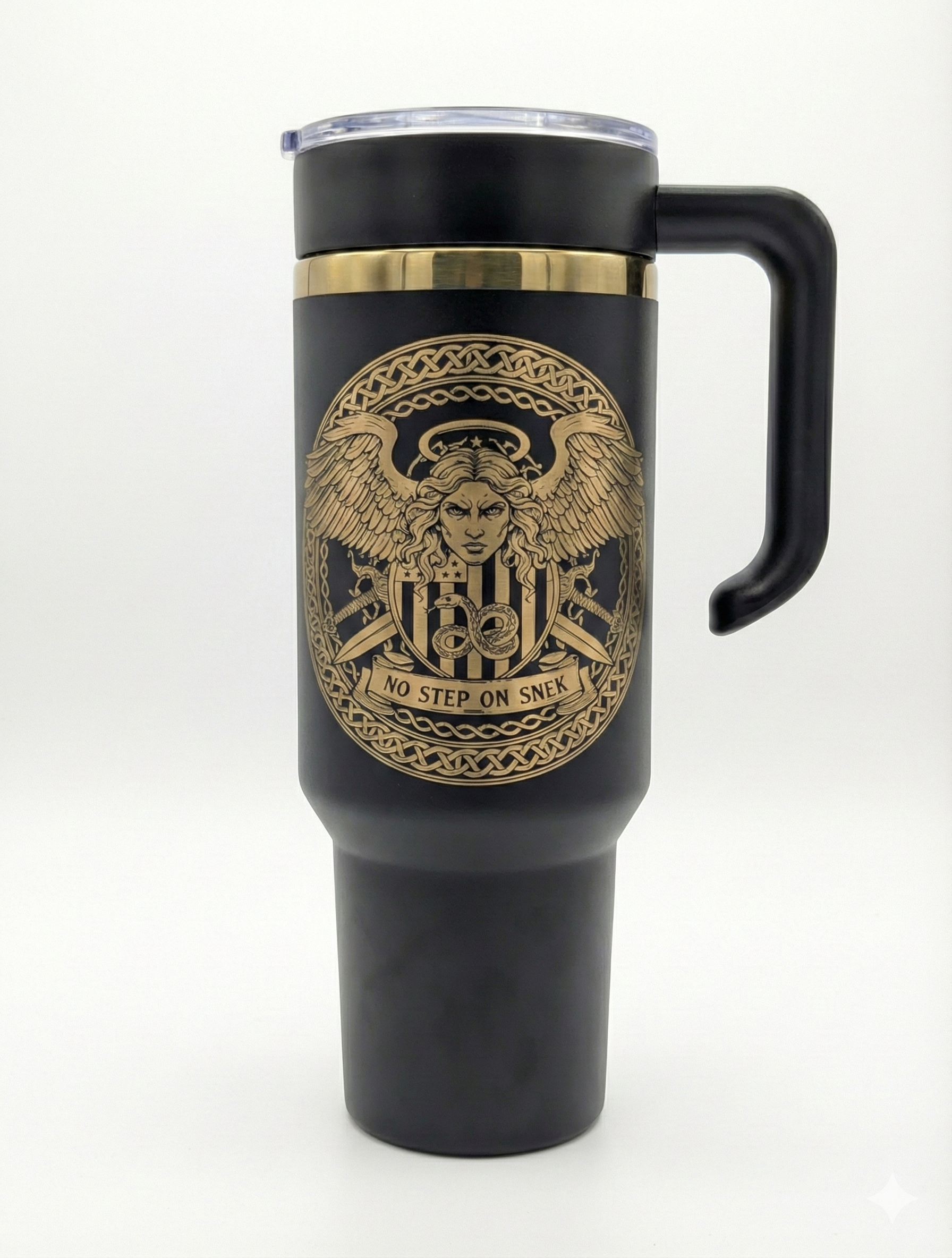 Custom Laser Engraved 40oz Insulated Tumbler - Warrior Angel "No Step On Snek" Edition