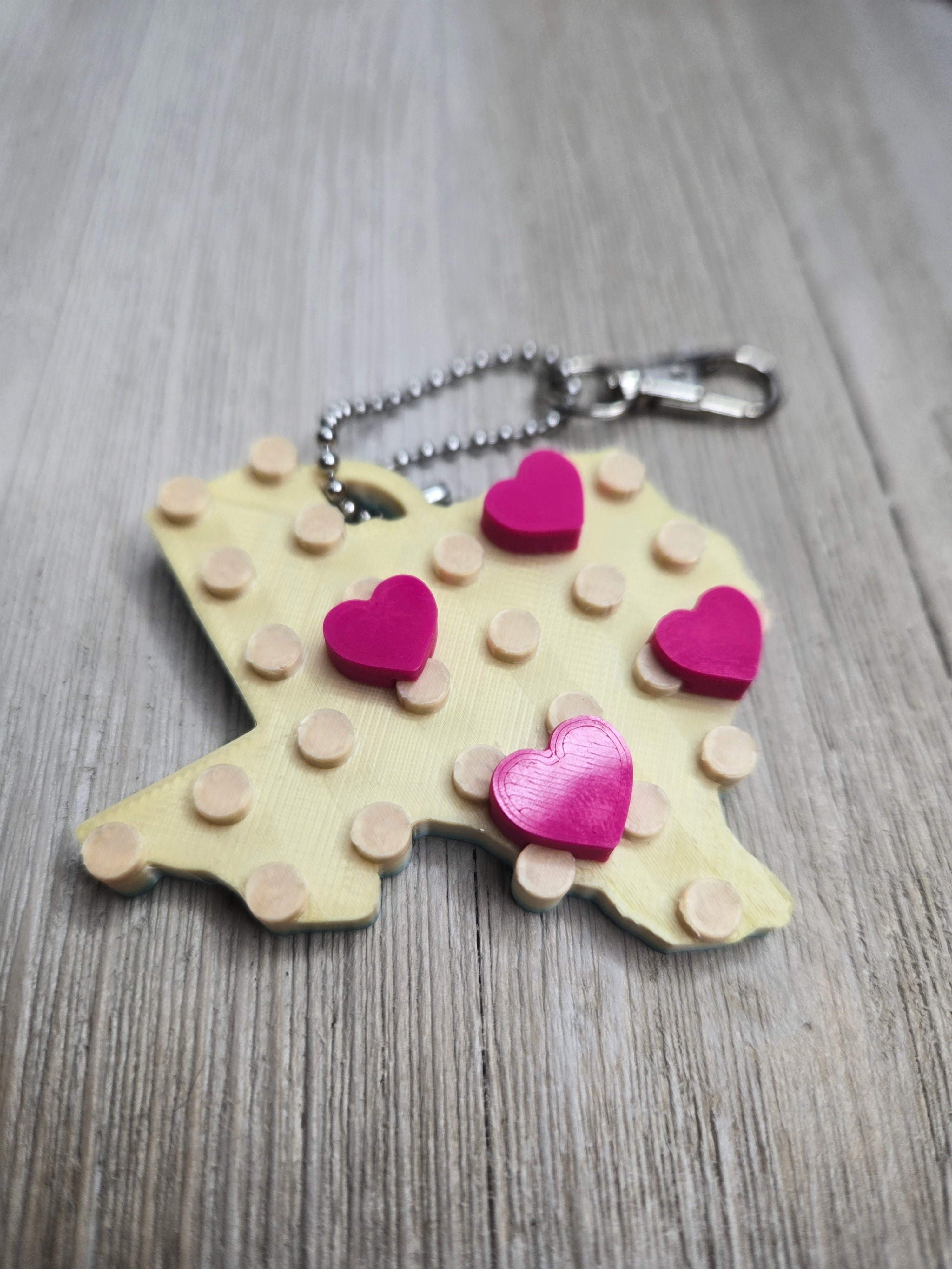 Texas Love Keychain Movable Hearts