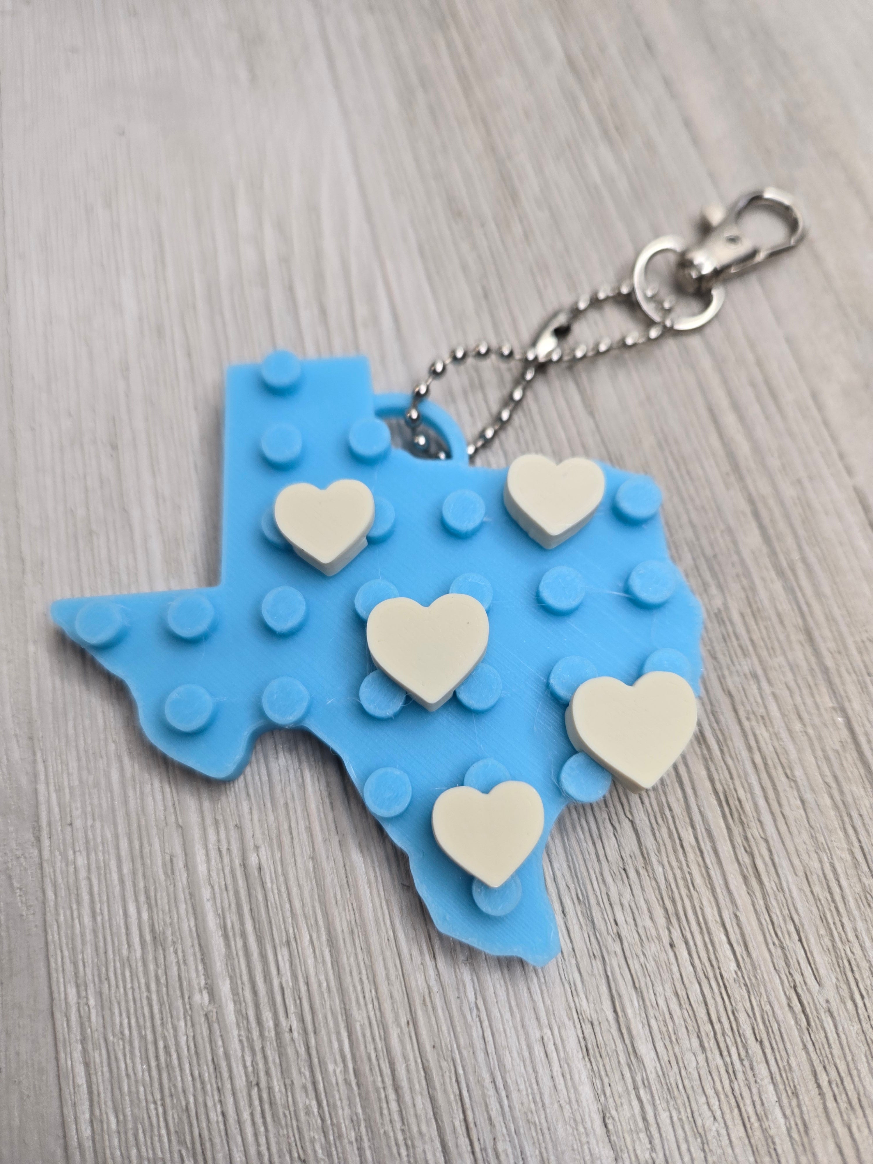 Texas Love Heart Glow in the Dark Keychain Bag Clip Charm
