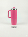 Custom Laser Engraved 40oz Powder Coated Travel Tumbler with Handle | Personalized Stainless Steel Mug